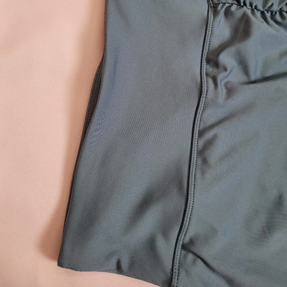 Green A-Line Mini Skirt with Ruched Detail